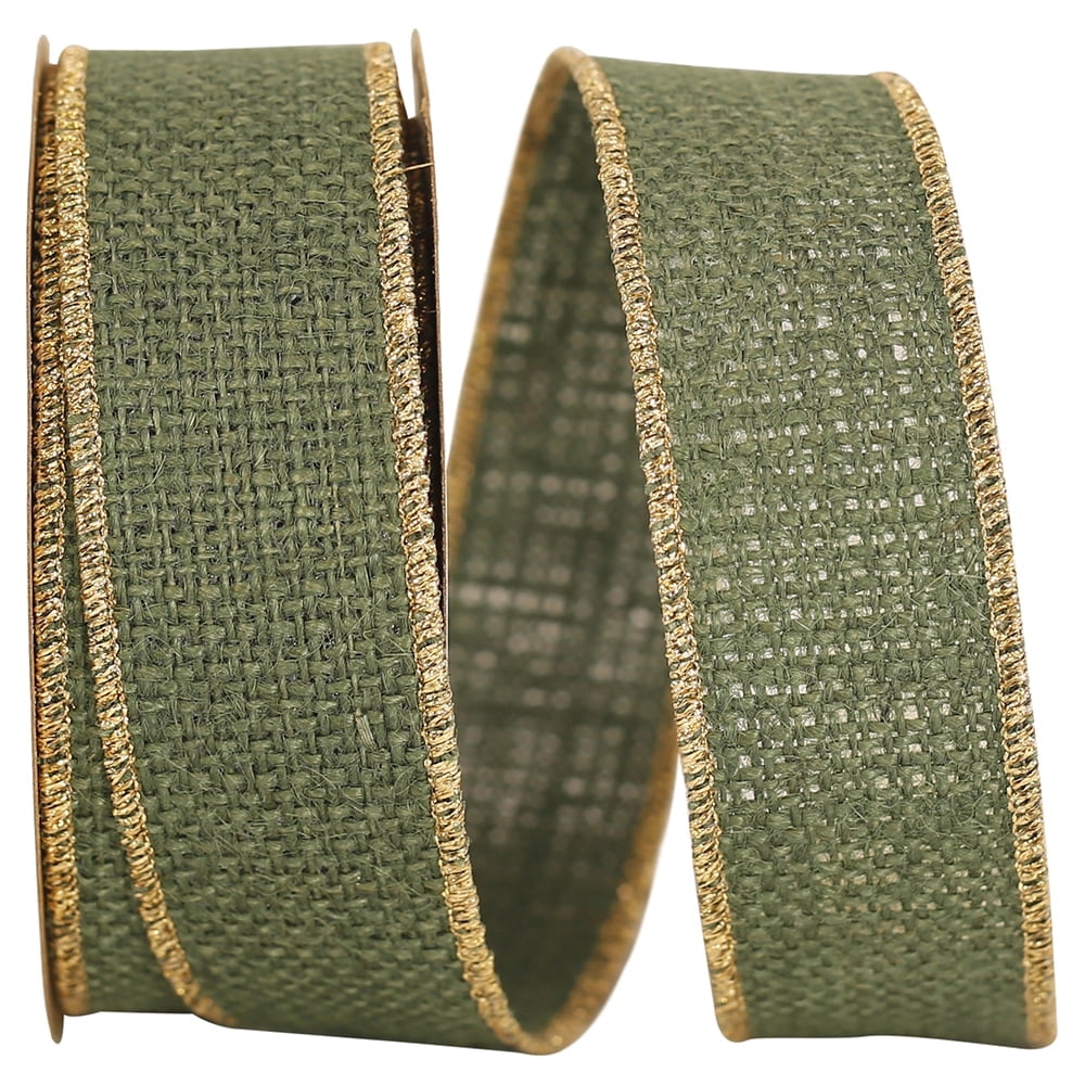 Reliant Gold Reliant Ribbon - 3222M-925-09F, Burlap Wired Edge-gold Edge Ribbon ...