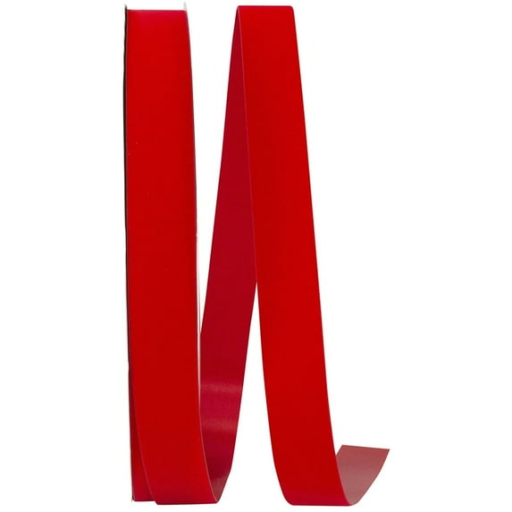 Reliant Ribbon - 3810-065-09C, Indoor Velvet Satin Luxe Ribbon, Red, 1-3/8 Inch, 100 Yards