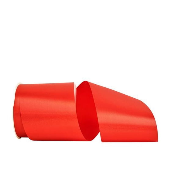 Reliant Ribbon - 4700-065-10K, Single Face Satin Charm Sfs Ribbon, Red, 4 Inch, 50 Yards