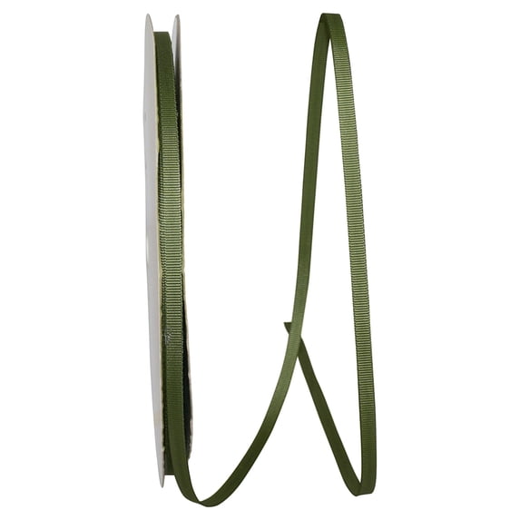 Reliant Ribbon - 4900-043-01C, Grosgrain Style Ribbon, Moss, 1/4 Inch, 100 Yards