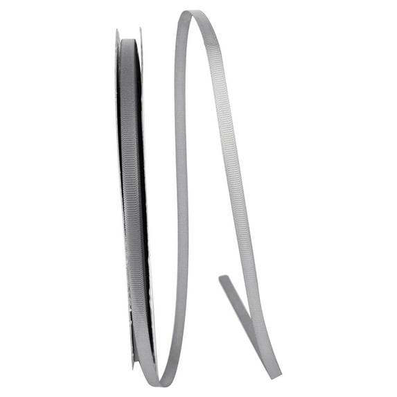 Reliant Ribbon - 4900-070-01C, Grosgrain Style Ribbon, Silver, 1/4 Inch, 100 Yards