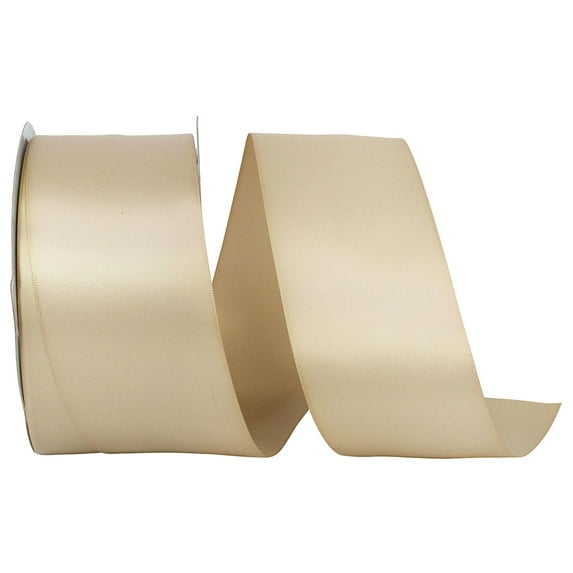 Reliant Ribbon - 4950-073-40K, Double Face Satin - Dfs Ribbon, Tan, 2-1/2 Inch, 50 Yards