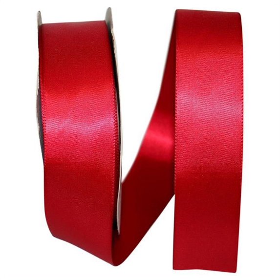 Reliant Ribbon - 4950-908-09K, Double Face Satin - Dfs Ribbon, Scarlet, 1-1/2 Inch, 50 Yards