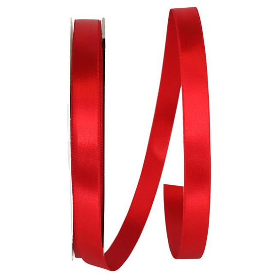 The Ribbon Roll - T5000-065-03C, Double Face Satin Charm Dfs Ribbon, Red, 5/8 Inch, 100 Yards