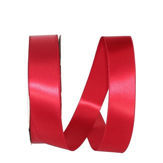 Reliant Ribbon - 5000-908-09C, Double Face Satin Charm Dfs Ribbon, Scarlet, 1-1/2 Inch, 100 Yards