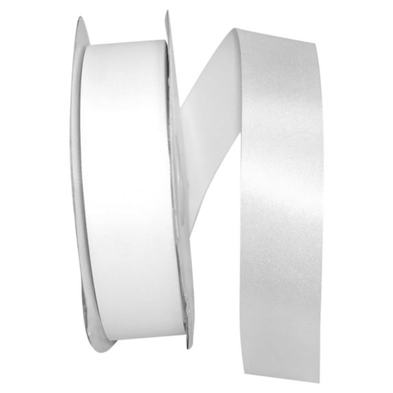 Reliant Ribbon - 5100-030-09C, Single Face Sf Satin With Soft Finish Ribbon, White, 1-3/8 Inch, 100 Yards
