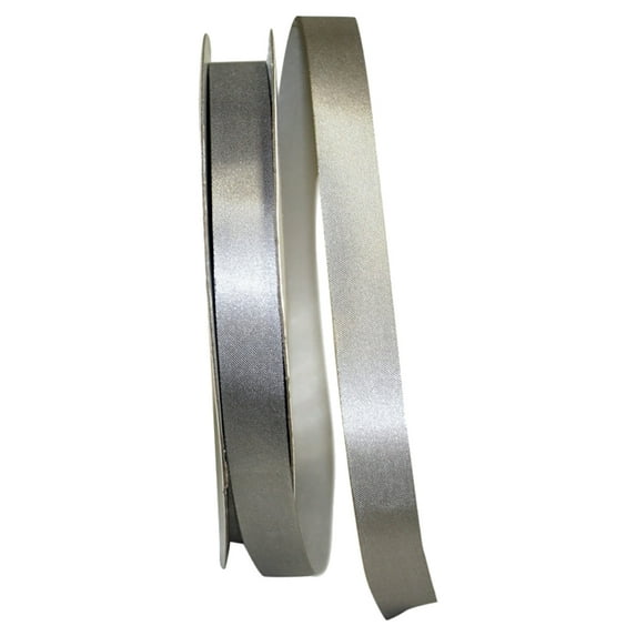 Reliant Ribbon - 5100-070-03C, Single Face Sf Satin With Soft Finish Ribbon, Silver, 5/8 Inch, 100 Yards