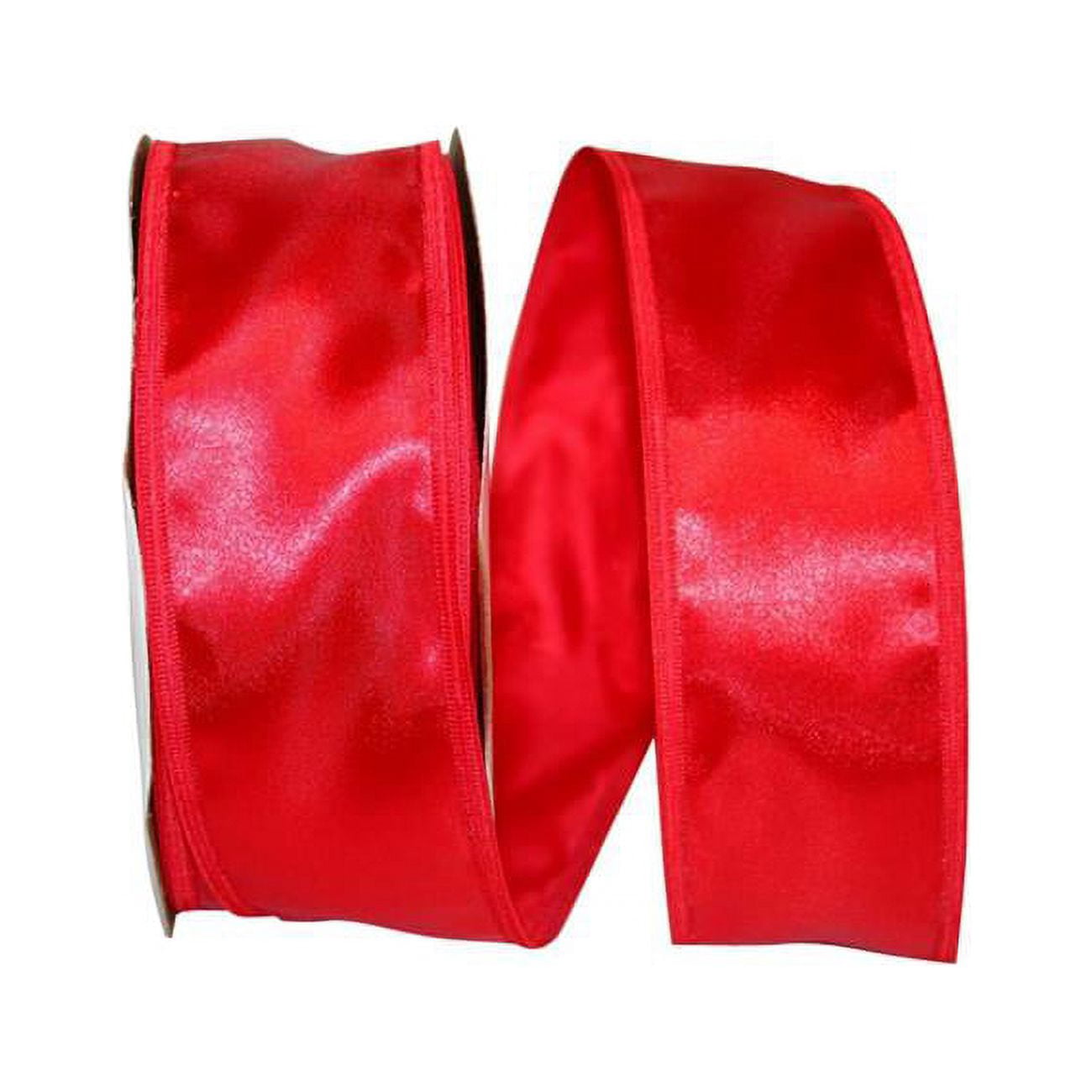Reliant Ribbon Script Reliant Ribbon - 5102W-065-16K, Soft Satin Ez Wired Edge Ribbon, Red, 2 ...