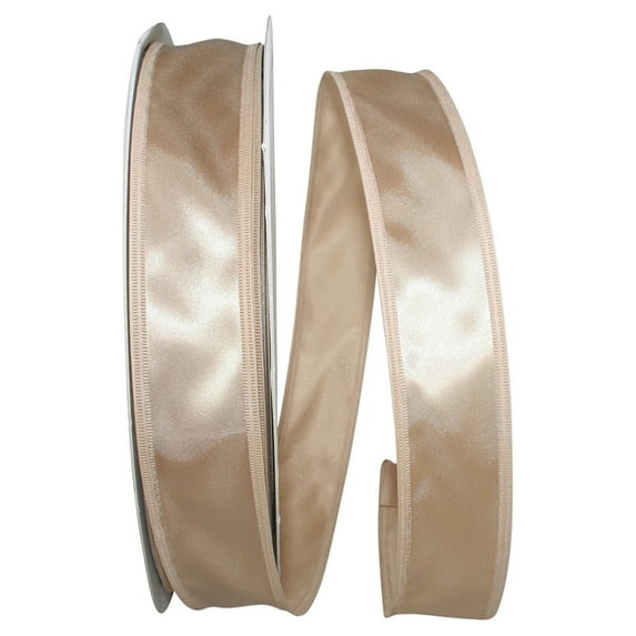 Reliant Ribbon - 5102W-901-09C, Soft Satin Ez Wired Edge Ribbon, Champagne, 1-1/2 Inch, 100 Yards