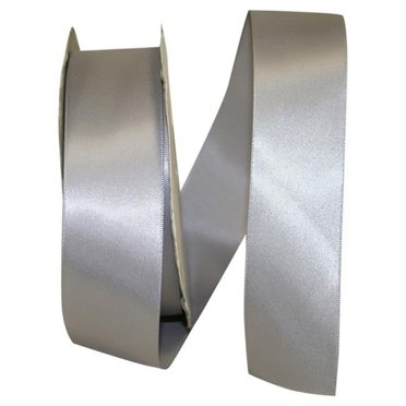 Double Face Satin Ribbon Silver Border 1/4\" X 50 Yards For