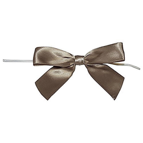 Reliant Ribbon 5170-97405-3X2 Satin Twist Tie Bows - Large Bows, 7/8 Inch X 100 Pieces, Antique Gold