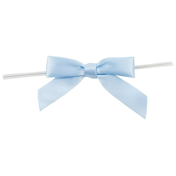 Reliant Ribbon 5171-05203-2X1 Satin Twist Tie Bows - Small Bows, 5/8 Inch X 100 Pieces, Light Blue