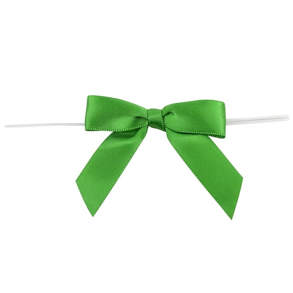 Reliant Ribbon - 5171-51003-2X1, Satin Twist Tie Bows - Small Bows, Emerald, 5/8 Inch, 100 Pieces
