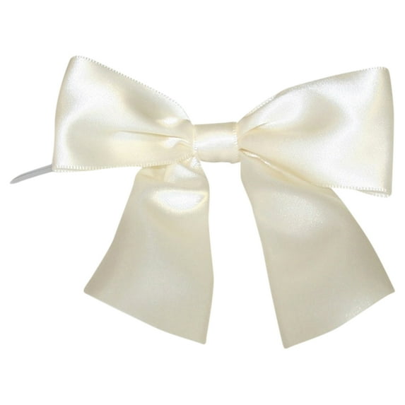 Reliant Ribbon - 5174-81009-4X3, Satin Twist Tie Bows - Jumbo Bows, Ivory, 1-1/2 Inch, 50 Pieces