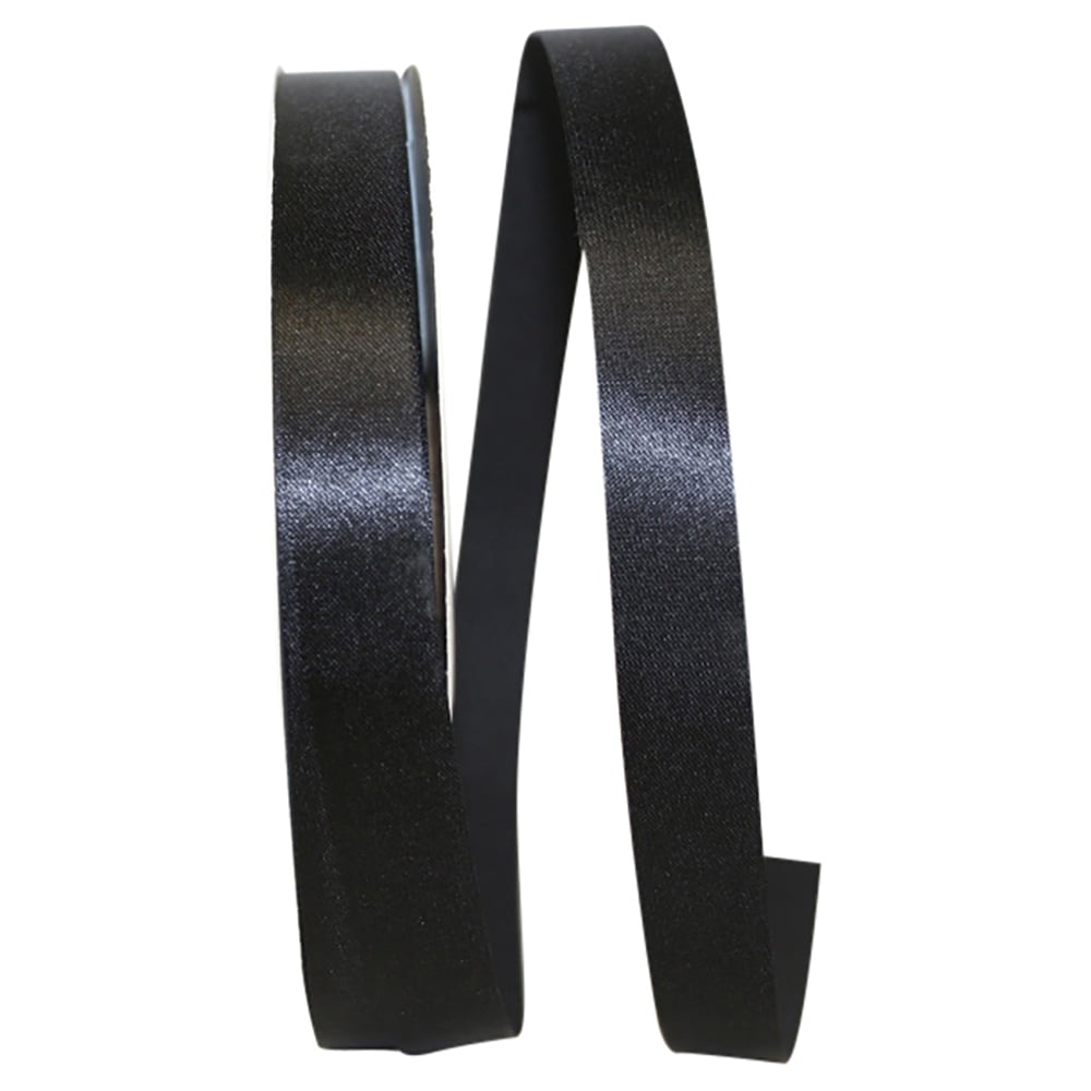 Reliant Ribbon - 5400-031-03C, Floral Satin With Firm Finish Ribbon, Black, 5/8 Inch, 100 Yards