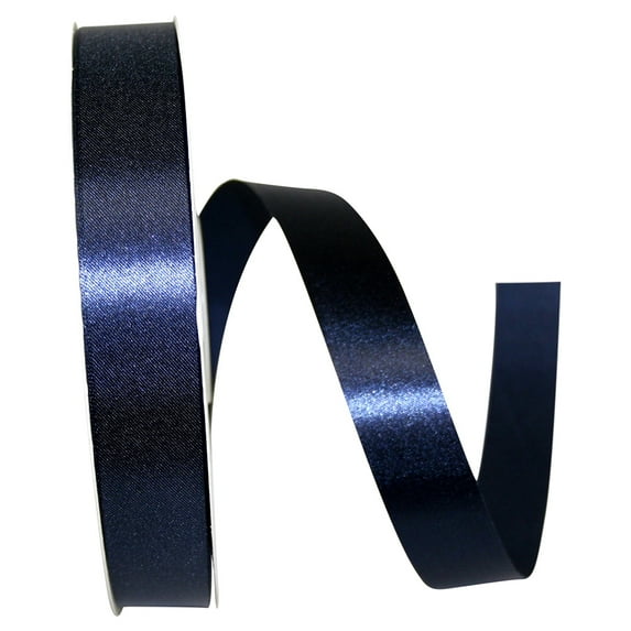 Reliant Ribbon - 5400-055-05C, Floral Satin With Firm Finish Ribbon, Navy, 7/8 Inch, 100 Yards