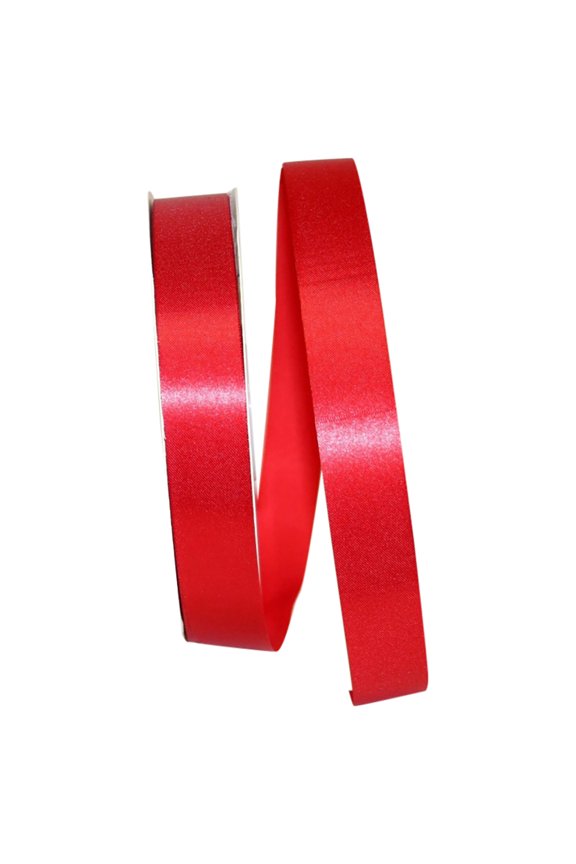 - 5400-065-05C, Floral Satin With Firm Finish Ribbon, Red, 7/8 Inch, 100 Yards