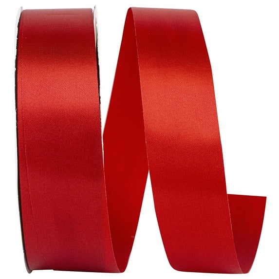 Reliant Ribbon - 5400-065-09C, Floral Satin With Firm Finish Ribbon, Red, 1-3/8 Inch, 100 Yards