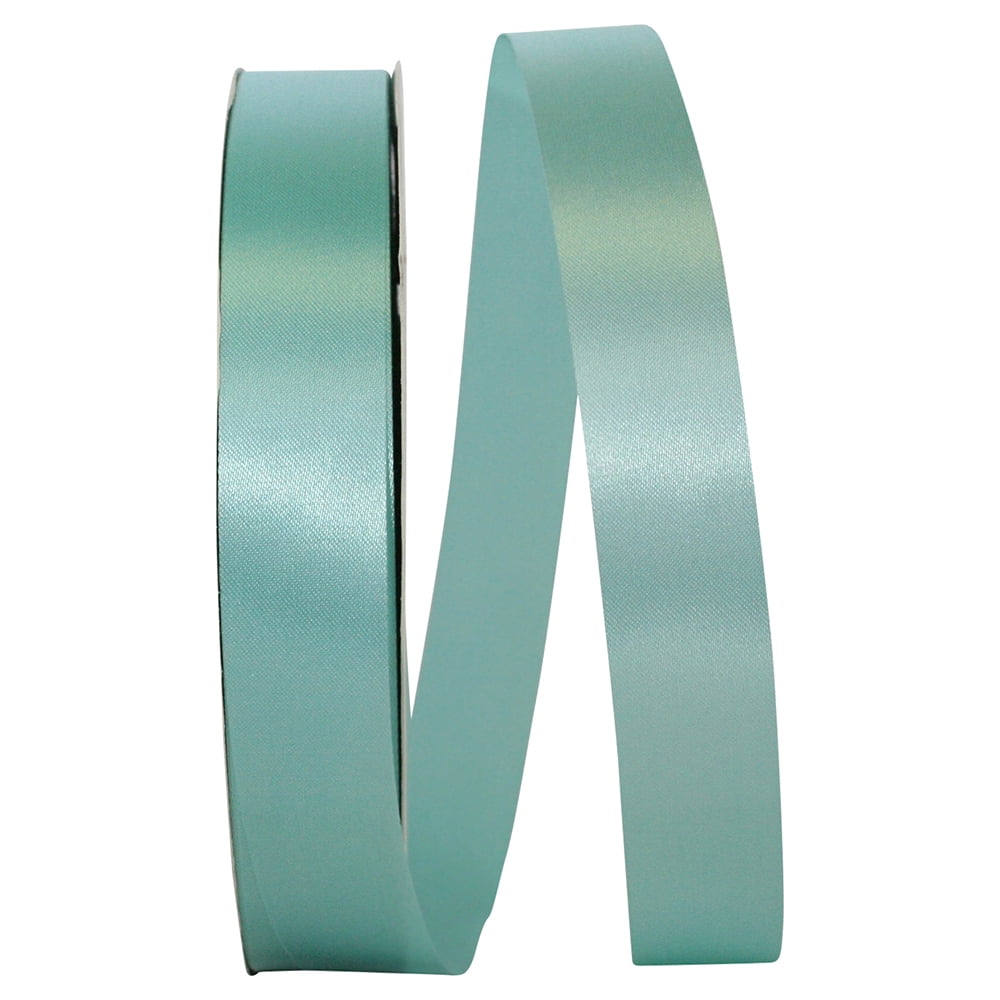Reliant Ribbon - 5400-077-05C, Floral Satin With Firm Finish Ribbon, Aqua, 7/8 Inch, 100 Yards