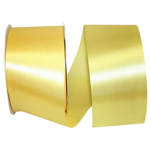 Reliant Ribbon - 5400-079-40K, Floral Satin With Firm Finish Ribbon, Yellow, 2-1/2 Inch, 50 Yards