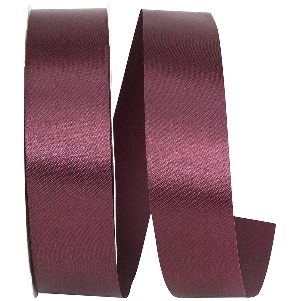 Reliant Ribbon - 5400-090-09C, Floral Satin With Firm Finish Ribbon, Burgundy, 1-3/8 Inch, 100 Yards