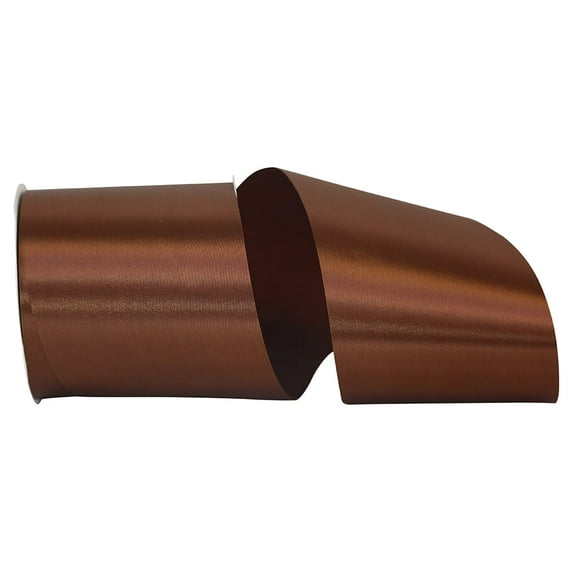Reliant Ribbon - 5400-092-10K, Floral Satin With Firm Finish Ribbon, Brown, 4 Inch, 50 Yards