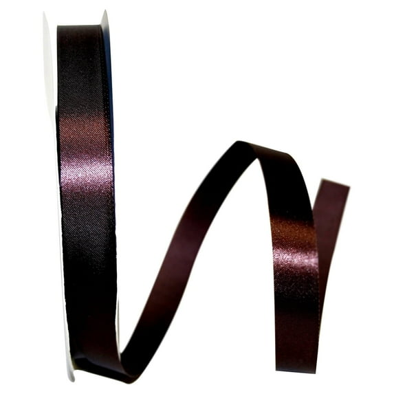 Reliant Ribbon - 5400-705-03C, Floral Satin With Firm Finish Ribbon, Chocolate Brown, 5/8 Inch, 100 Yards