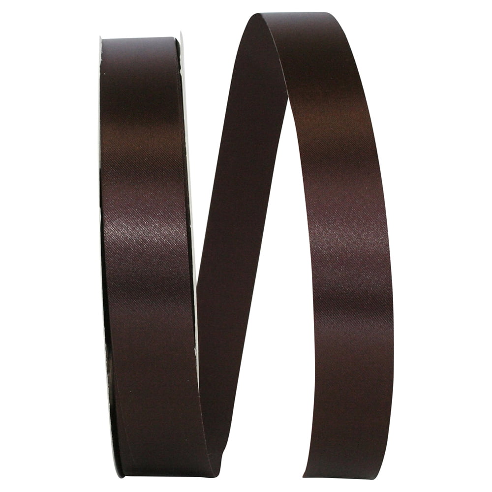 Reliant Ribbon - 5400-705-05C, Floral Satin With Firm Finish Ribbon, Chocolate Brown, 7/8 Inch, 100 Yards