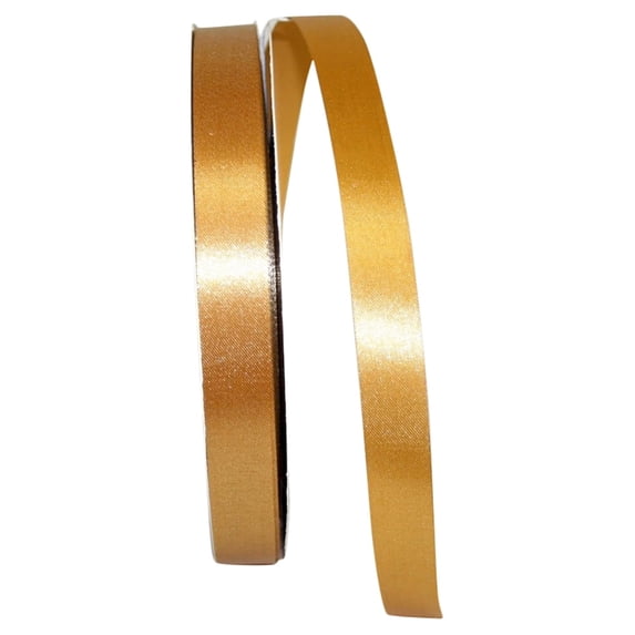 Reliant Ribbon - 5400-974-03C, Floral Satin With Firm Finish Ribbon, Antique Gold, 5/8 Inch, 100 Yards