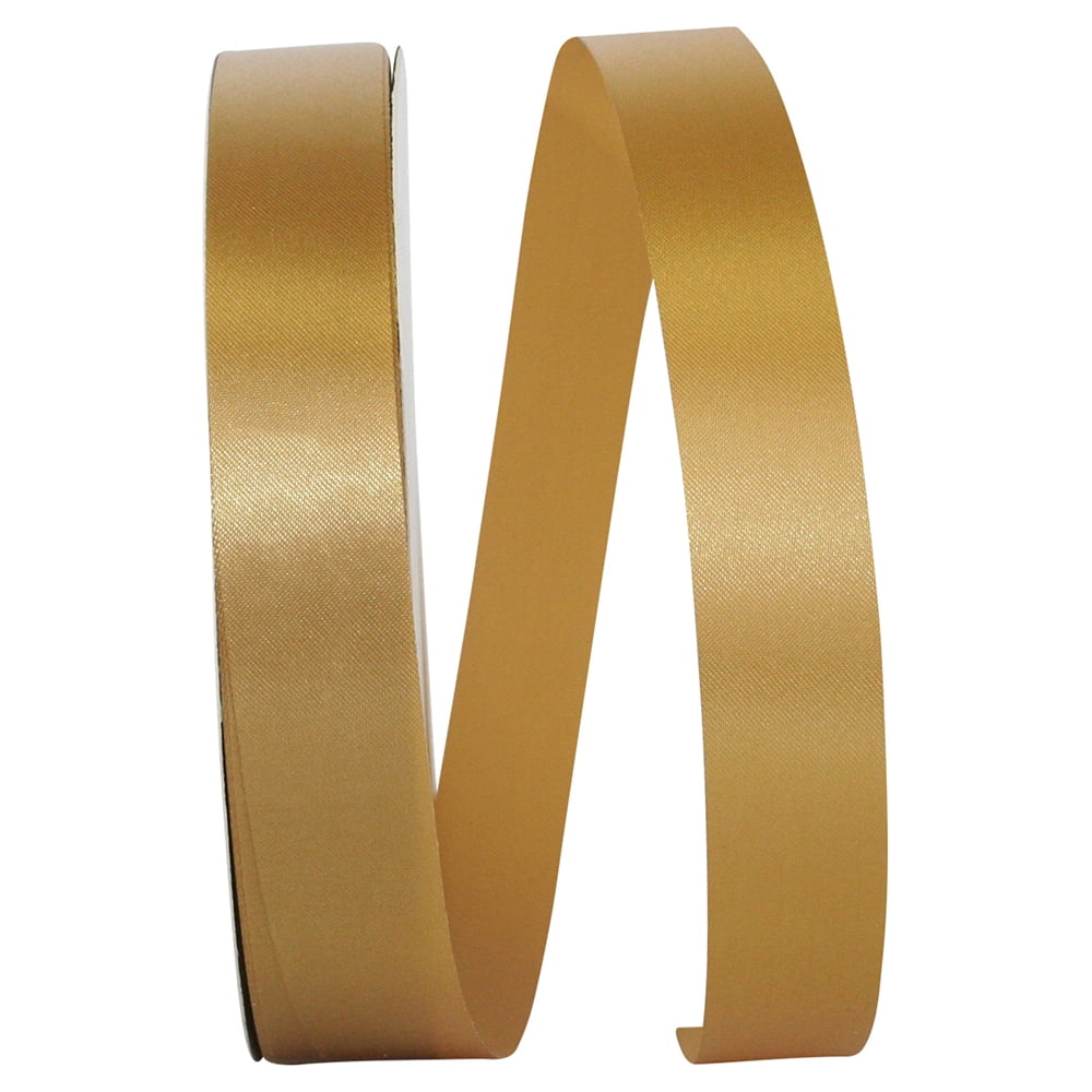 Reliant Ribbon - 5400-974-05C, Floral Satin With Firm Finish Ribbon, Antique Gold, 7/8 Inch, 100 Yards