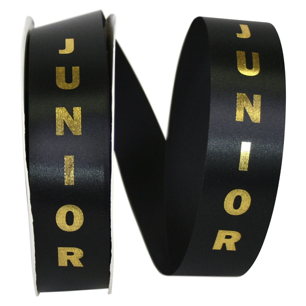 Reliant Ribbon - 5405-986-09C, Junior Satin Ribbon, Black/gold, 1-3/8 ...