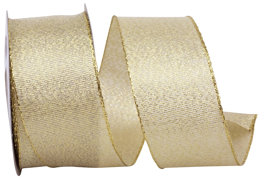 Reliant Gold Reliant Ribbon - 60039W-035-09F, Glimmer Wired Edge Ribbon, Gold, 1-1/2 ...