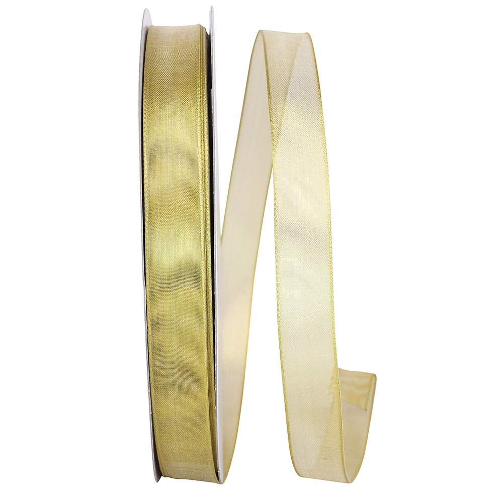 Reliant Gold Reliant Ribbon - 60063W-035-05C, Mesh Deluxe Wired Edge Ribbon, Gold, 7 ...
