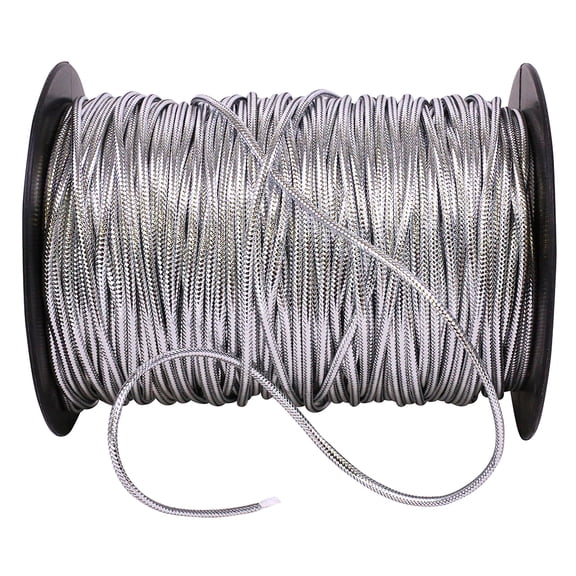 Reliant Ribbon - 60077W-070-06C, Metallic Braid Wired Edge Home Decor Trimmings, Silver, 1/16 Inch, 100 Yards