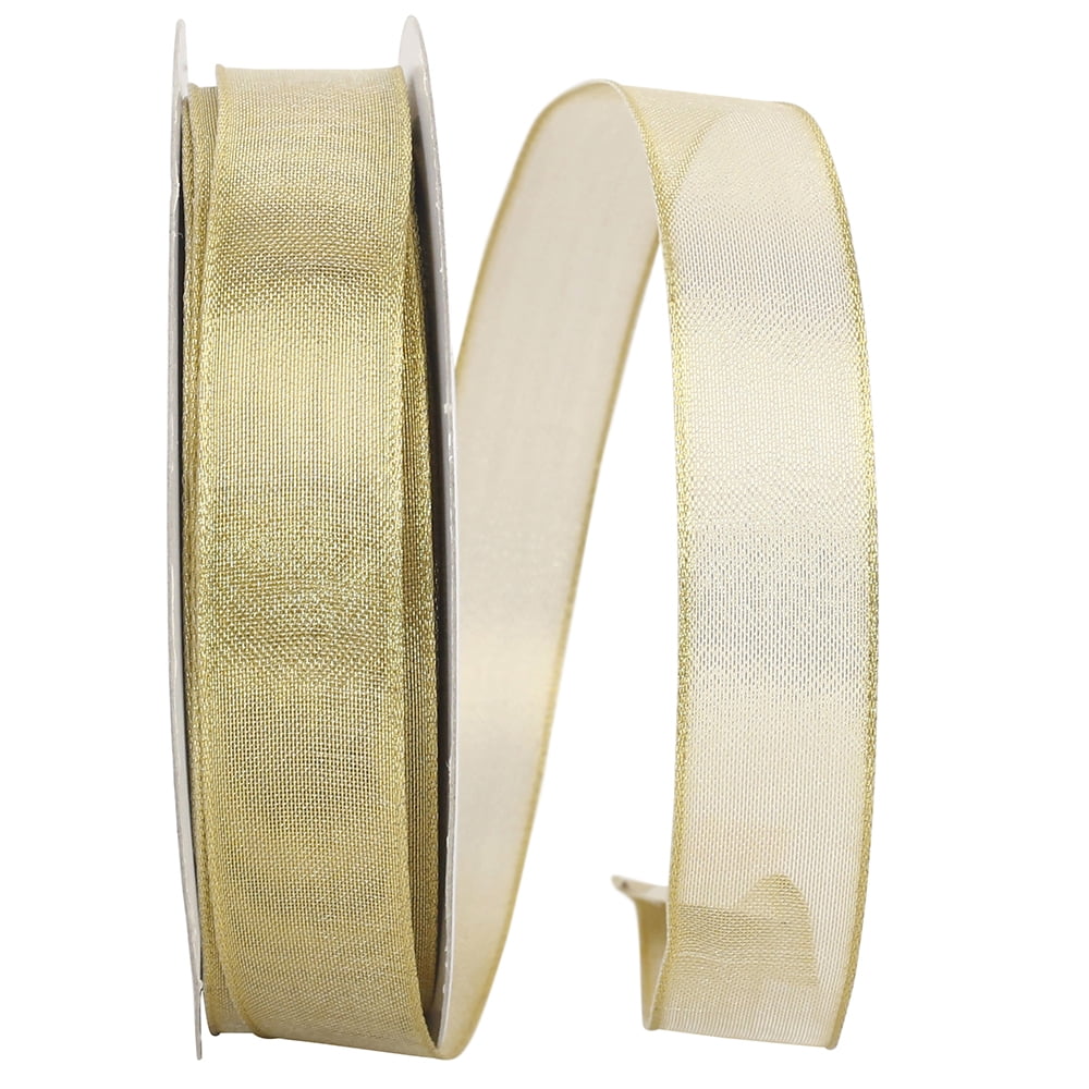 Reliant Gold Reliant Ribbon - 60097W-035-05J, Mesh Classic Wired Edge Ribbon, Gold ...