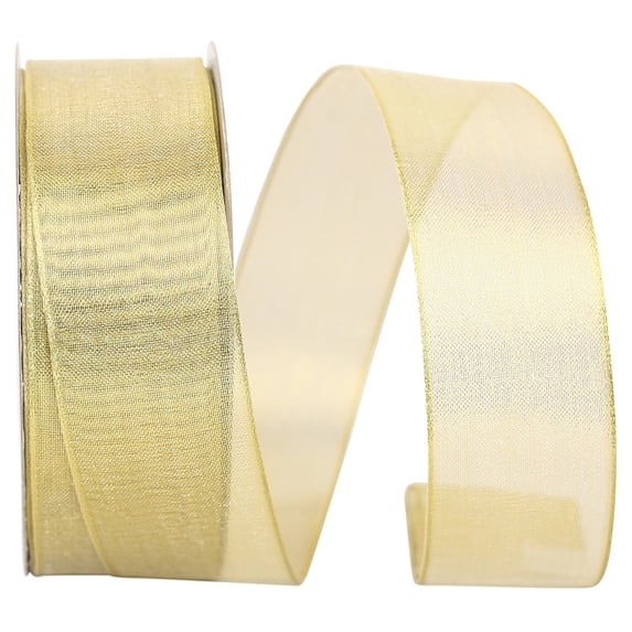 Reliant Ribbon - 60097W-035-09J, Mesh Classic Wired Edge Ribbon, Gold, 1-1/2 Inch, 25 Yards