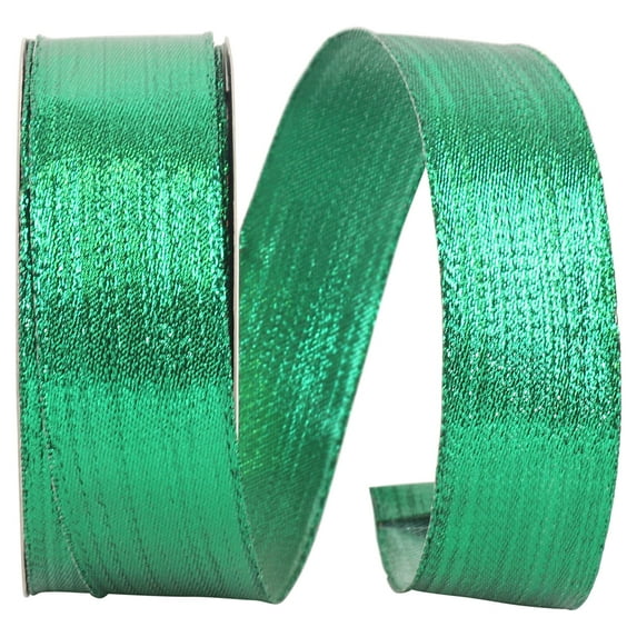 Reliant Ribbon - 60229W-510-09J, Woven Lame Wired Edge Ribbon, Emerald, 1-1/2 Inch, 25 Yards