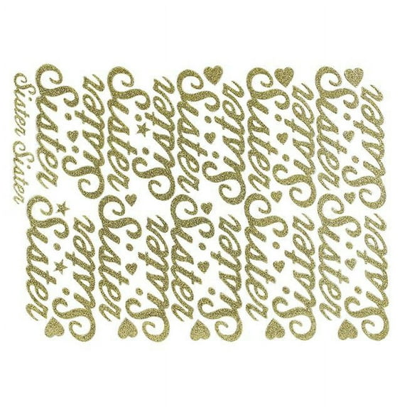 Reliant Ribbon 64004-035-SISTR Sister Standard RD Floral Script Word Sticker, Gold