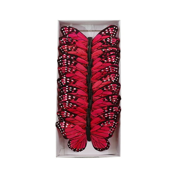 Reliant Ribbon - 67240-065-Q, 5 Inch Butterflies Dz Rd Floral Accessories, Red, 5 Inch, 12 Pieces