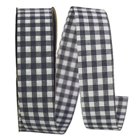 Reliant Ribbon - 7101-031-05J, Gingham Check Ribbon, Black, 7/8 Inch, 25 Yards