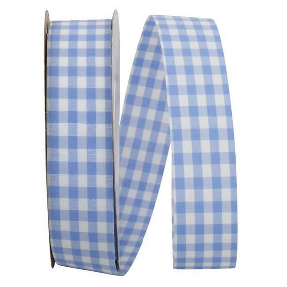 Reliant Ribbon - 7101-053-05J, Gingham Check Ribbon, Blue, 7/8 Inch, 25 Yards