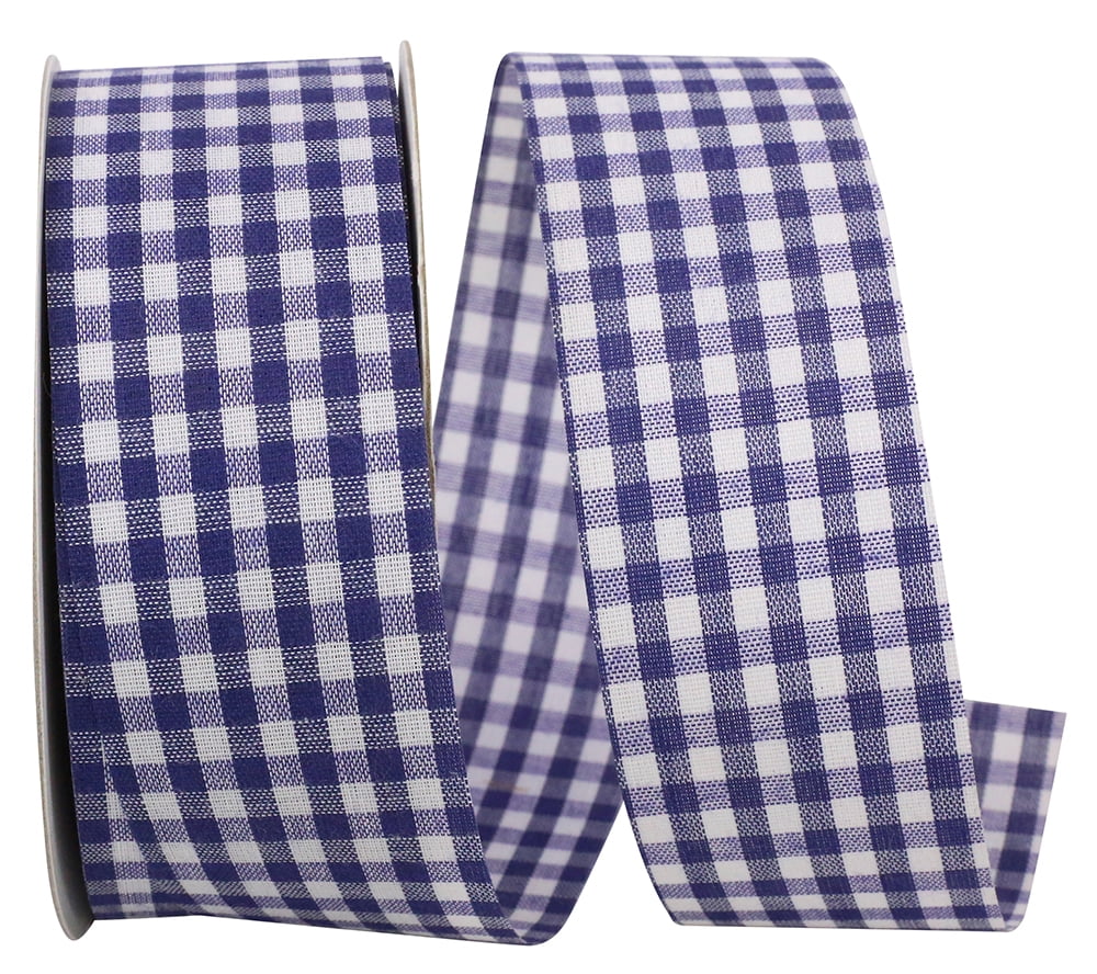 Reliant Ribbon - 7101-055-09J, Gingham Check Ribbon, Navy, 1-3/8 Inch ...