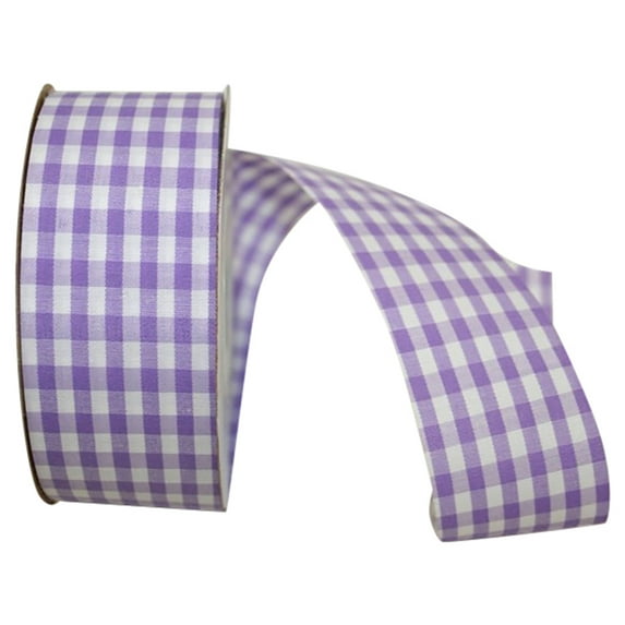 Reliant Ribbon - 7101-120-09J, Gingham Check Ribbon, Lavender, 1-3/8 Inch, 25 Yards