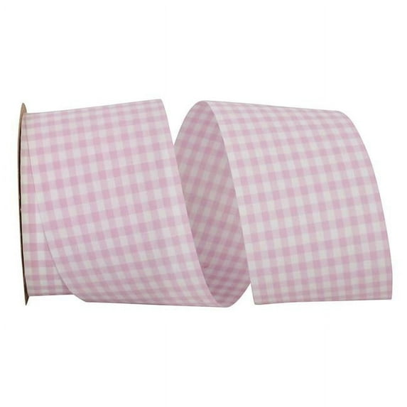 Reliant Ribbon - 7101-168-40J, Gingham Check Ribbon, Powder Pink, 2-1/2 Inch, 25 Yards