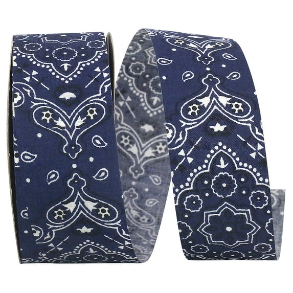 Reliant Ribbon - 77263-055-09H, Bandana West Ribbon, Navy, 1-3/8 Inch, 20 Yards