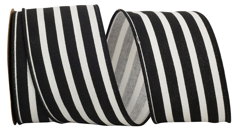 Reliant Ribbon - 77264M-031-40F, Stripe Classic Wired Edge Ribbon, Black, 2-1/2 Inch, 10 Yards