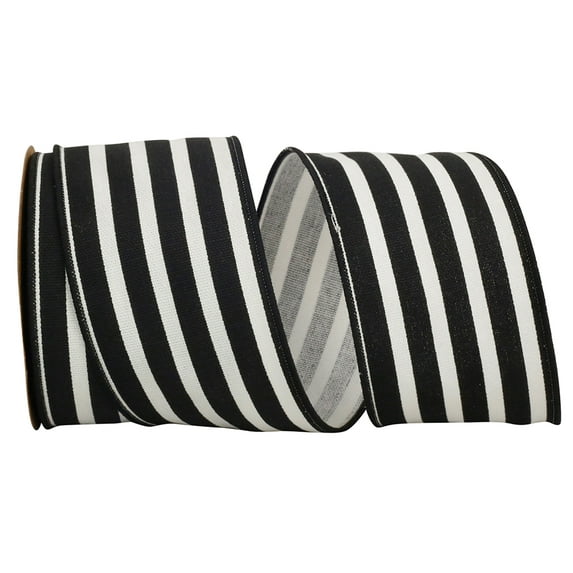 Reliant Ribbon - 77264M-031-40F, Stripe Classic Wired Edge Ribbon, Black, 2-1/2 Inch, 10 Yards