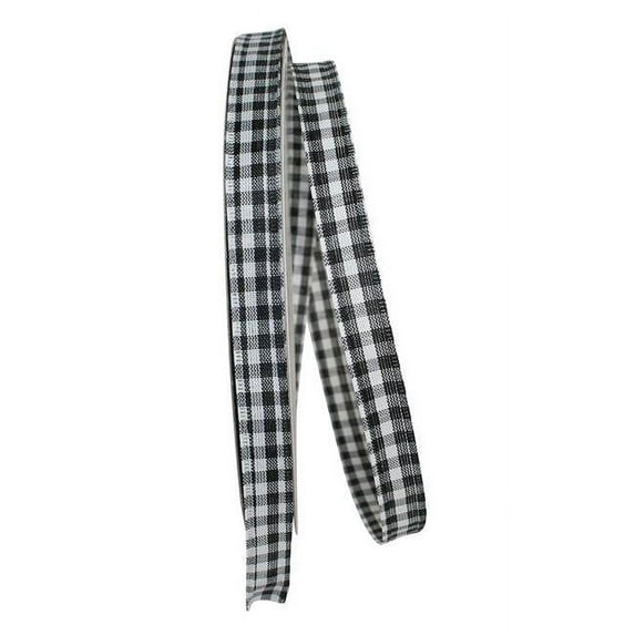 Reliant Ribbon - 90052W-031-03K, Great Gingham 3 Value Wired Edge Ribbon, Black, 5/8 Inch, 50 Yards