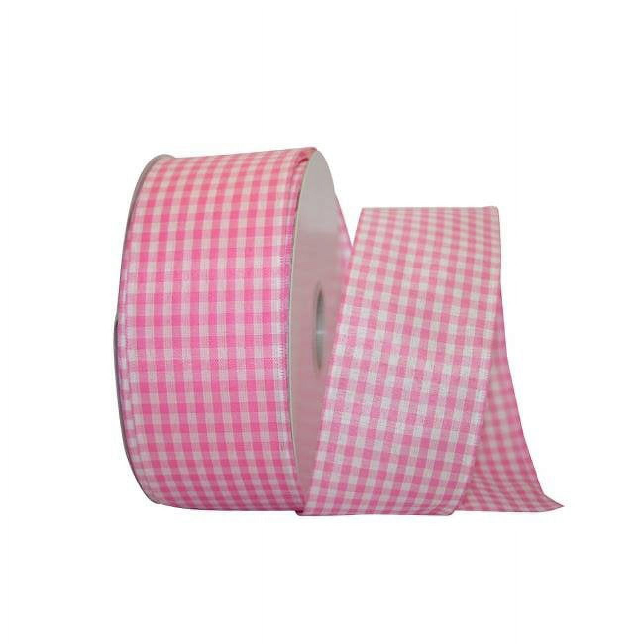 5 yds 7/8 or 1.5 Hot Pink and White Gingham Grosgrain Ribbon
