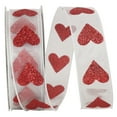thumbnail image 1 of Reliant Ribbon - 90073W-030-09J, Sheer Big Heart Wired Edge Ribbon, White, 1-1/2 Inch, 25 Yards, 1 of 1
